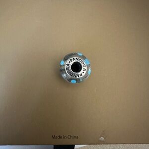 Pandora Silver Charm with Light Blue Dots